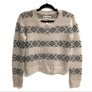 𝅺ARITIA Mohair Wool Crew Neck Long Sleeve Cropped Sweater Tan Brown XXS